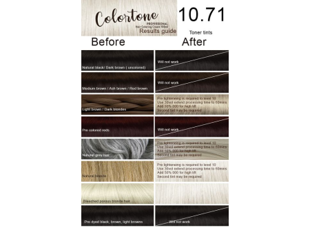 Colortone Professional Hair Dye Toner Tint Coloring Cream - 10.71 Light Ash Pearl Blonde