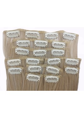 10 Piece Straight Long 55-60cm Full Head Clip-on Hair Extensions XXL - 16M60 Ash Beige Light Blonde Mix Straight