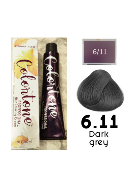 Colortone Professional Hair Dye Tint Double Coverage Coloring Cream - 6.11 Dark grey