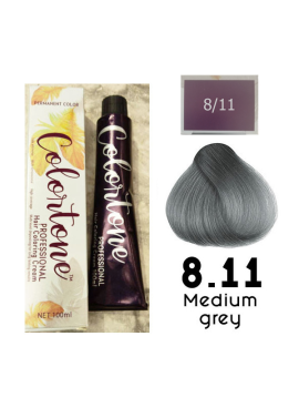 Colortone Professional Hair Dye Toner Tint Coloring Cream - 8.11 Medium grey
