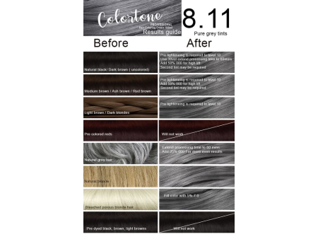 Colortone Professional Hair Dye Toner Tint Coloring Cream - 8.11 Medium grey