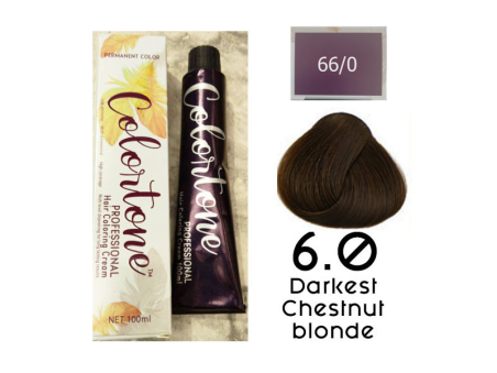 Colortone Professional Hair Dye Tint Double Coverage Coloring Cream - 6.0 Darkest chestnut-blonde