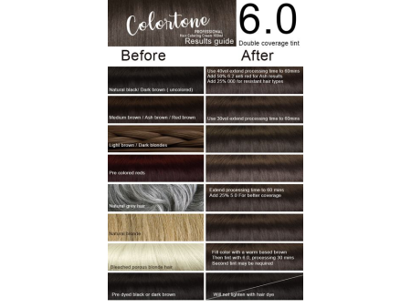 Colortone Professional Hair Dye Tint Double Coverage Coloring Cream - 6.0 Darkest chestnut-blonde