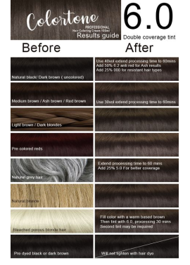 Colortone Professional Hair Dye Tint Double Coverage Coloring Cream - 6.0 Darkest chestnut-blonde