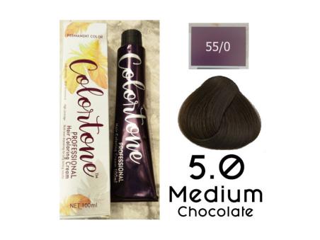 Colortone Professional Hair Dye Tint Double Coverage Coloring Cream - 5.0 Medium Chocolate