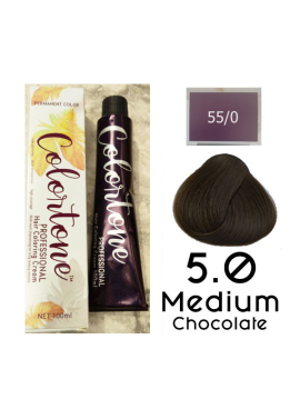 Colortone Professional Hair Dye Tint Double Coverage Coloring Cream - 5.0 Medium Chocolate
