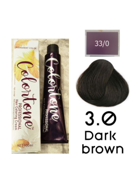 Colortone Professional Hair Dye Tint Double Coverage Coloring Cream - 3.0 Dark brown
