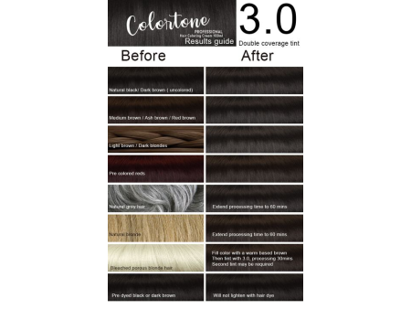Colortone Professional Hair Dye Tint Double Coverage Coloring Cream - 3.0 Dark brown