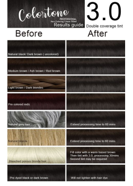 Colortone Professional Hair Dye Tint Double Coverage Coloring Cream - 3.0 Dark brown