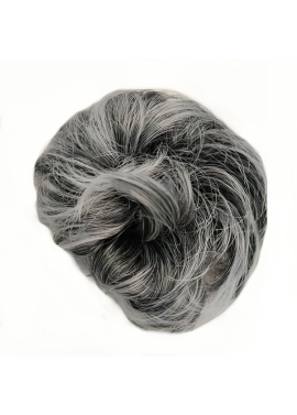 Messy Chignon Scrunchie Hair Bun Pony Updo For Women - 1BT Light Grey Mix