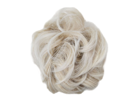Messy Chignon Scrunchie Hair Bun Pony Updo For Women - 24T60 Ombre Ash Platinum Mix