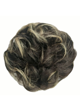 Messy Chignon Scrunchie Hair Bun Pony Updo For Women - Natural Brown Medium Blonde Mix (8h22)
