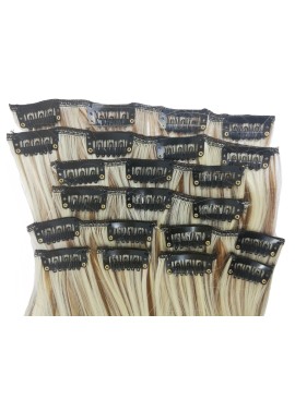 10 Piece Straight Long 55-60cm Full Head Clip-on Hair Extensions XXL - M9-613 Natural blonde mix Straight