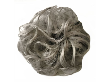 Messy Chignon Scrunchie Hair Bun Pony Updo For Women - Light Ash Grey (Q5R)