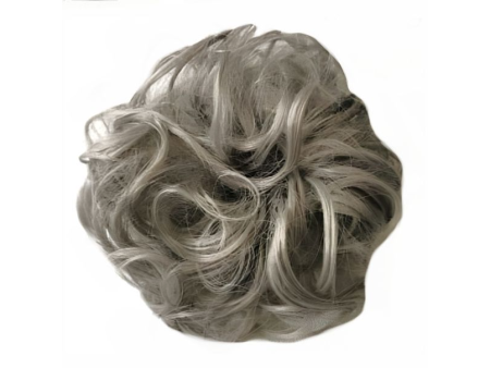 Messy Chignon Scrunchie Hair Bun Pony Updo For Women - Ash Grey (Q5M)
