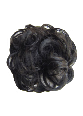 Messy Chignon Scrunchie Hair Bun Pony Updo For Women - Natural Black (1b)