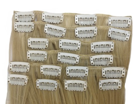 10 Piece Straight Long 55-60cm Full Head Clip-on Hair Extensions XXL - 24H-613 Latte Blonde Mix Straight