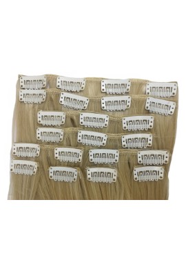 10 Piece Straight Long 55-60cm Full Head Clip-on Hair Extensions XXL - 24H-613 Latte Blonde Mix Straight