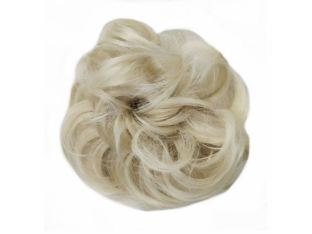 Messy Chignon Scrunchie Hair Bun Pony Updo For Women - 24T613 Ash Platinum Mix
