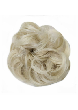 Messy Chignon Scrunchie Hair Bun Pony Updo For Women - 24T613 Ash Platinum Mix