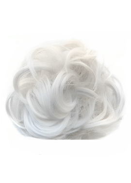 Messy Chignon Scrunchie Hair Bun Pony Updo For Women - Silver White (1001A)