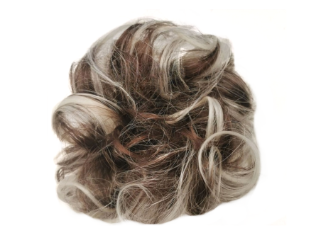 XL 100% Brazilian Remy Human Hair Scrunchie - 6-60 White and Light Brown Mix