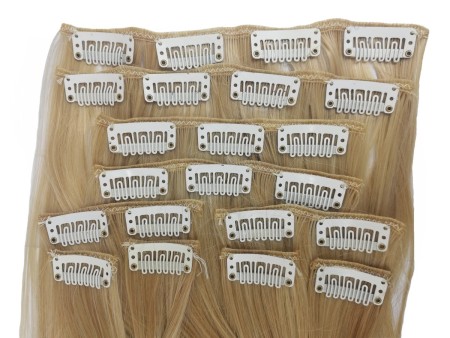 10 Piece Straight Long 55-60cm Full Head Clip-on Hair Extensions XXL - 24-27 Neutral Honey Blonde Straight