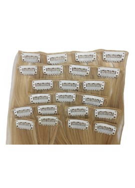 10 Piece Straight Long 55-60cm Full Head Clip-on Hair Extensions XXL - 24-27 Neutral Honey Blonde Straight