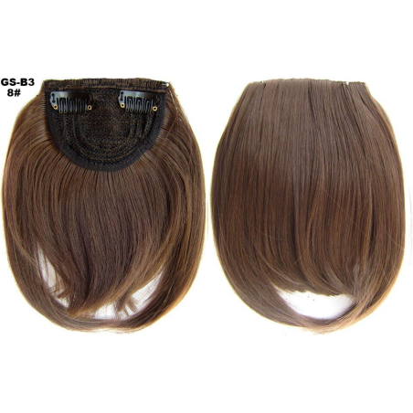 Clip in Bangs Fringe Front One Piece Hair Extensions with Temples - 8 light brown