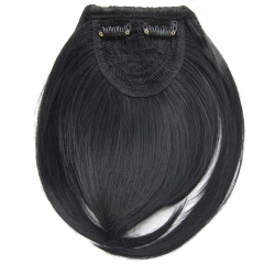 Clip in Bangs Fringe Front One Piece Hair Extensions with Temples - Color 1 Jet black