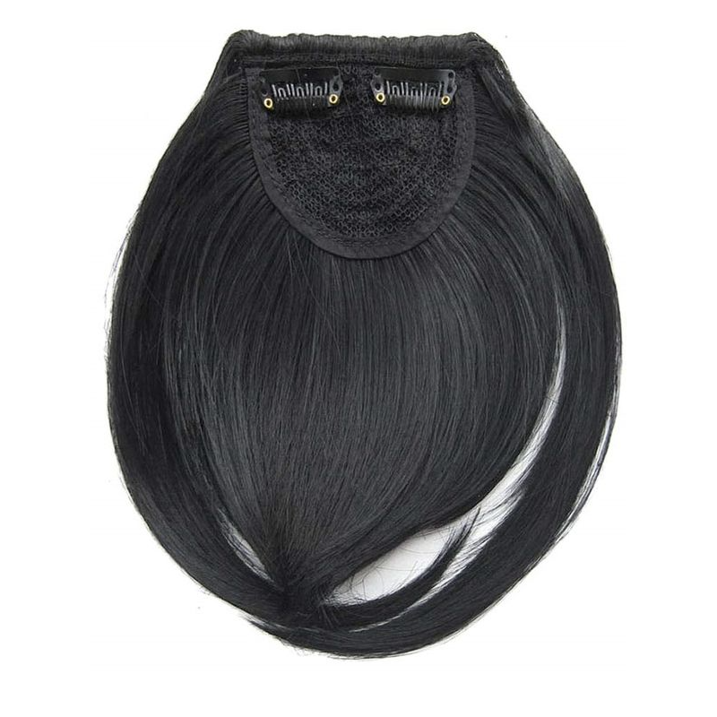 Clip in Bangs Fringe Front One Piece Hair Extensions with Temples - Color 1 Jet black Clip in Bangs Fringe Front One Piece Hair Extensions with Temples - Color 1 Jet black