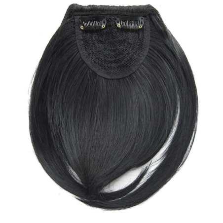Clip in Bangs Fringe Front One Piece Hair Extensions with Temples - Color 1 Jet black