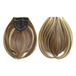 Clip in Bangs Fringe Front One Piece Hair Extensions with Temples - F10-22 highlighted light brown mix