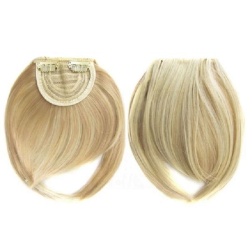 Clip in Bangs Fringe Front One Piece Hair Extensions with Temples - F18-613 Highlighted Natural Blonde Mix
