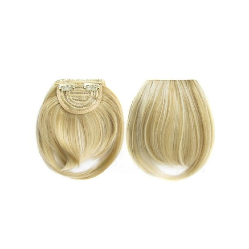 Clip in Bangs Fringe Front One Piece Hair Extensions with Temples - F24-613 Highlighted Ash Blonde Mix Clip in Bangs Fringe Front One Piece Hair Extensions with Temples - F24-613 Highlighted Ash Blonde Mix