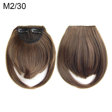 Clip in Bangs Fringe Front One Piece Hair Extensions with Temples - M2-30 Chestnut brown mix
