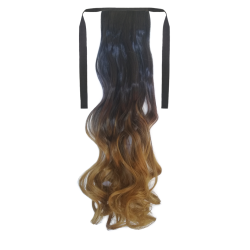 Tie-On Wavy Ombre Ponytail 55cm with Ribbons & Clip - 1-27 Strawberry Blonde