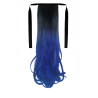 Tie-On Wavy Ombre Ponytail 55cm with Ribbons & Clip - 1-Blue
