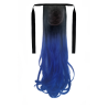 Tie-On Wavy Ombre Ponytail 55cm with Ribbons & Clip - 1-Blue