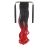 Tie-On Wavy Ombre Ponytail 55cm with Ribbons & Clip - 1-Red