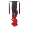 Tie-On Wavy Ombre Ponytail 55cm with Ribbons & Clip - 1-Red