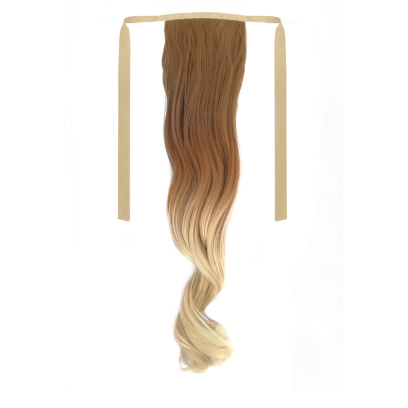 Tie-On Wavy Ombre Ponytail 55cm with Ribbons & Clip - 27-613 Light Blonde