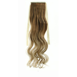 Tie-On Wavy Ombre Ponytail 55cm with Ribbons & Clip - 27T24 Light Blonde Mix
