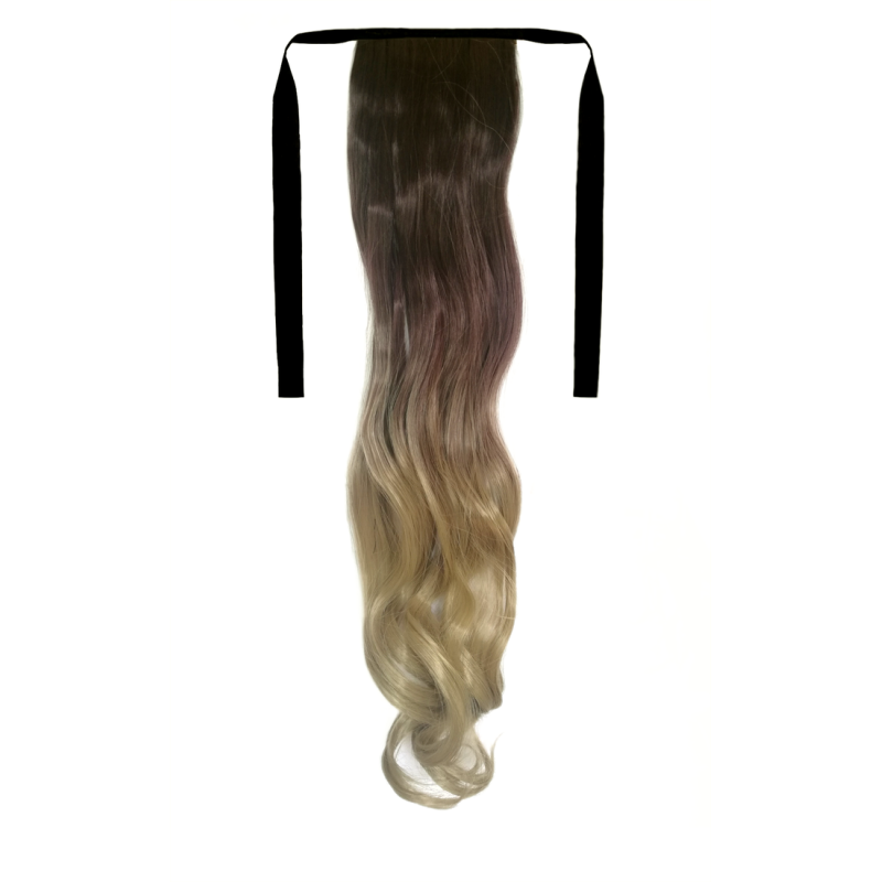 Tie-On Wavy Ombre Ponytail 55cm with Ribbons & Clip - 4T-24 Light Blonde Tie-On Wavy Ombre Ponytail 55cm with Ribbons & Clip - 4T-24 Light Blonde