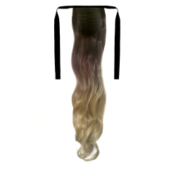 Tie-On Wavy Ombre Ponytail 55cm with Ribbons & Clip - 4T-24 Light Blonde