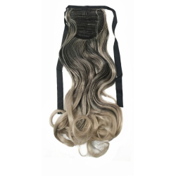 Tie-On Wavy Ombre Ponytail 55cm with Ribbons & Clip - T1b-14 Light Expresso Ombre