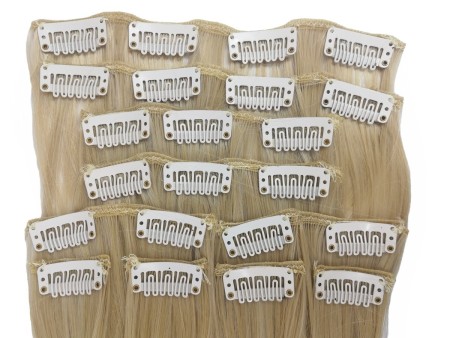 10 Piece Straight Long 55-60cm Full Head Clip-on Hair Extensions XXL - 22M60 Light Beige Blonde Mix Straight