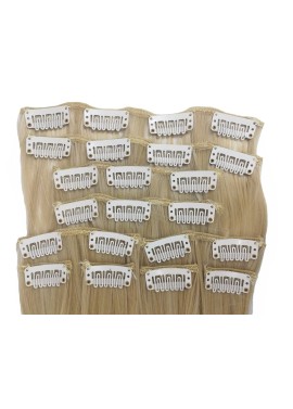 10 Piece Straight Long 55-60cm Full Head Clip-on Hair Extensions XXL - 22M60 Light Beige Blonde Mix Straight