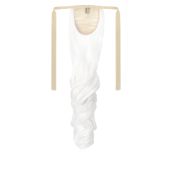 Tie-On Wavy Ponytail 55cm With Ribbons & Clip - 1001 Pure white