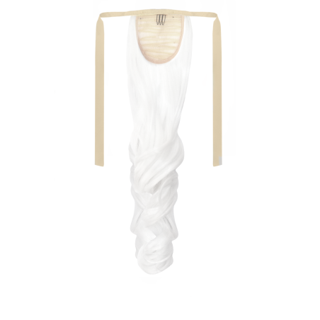 Tie-On Wavy Ponytail 55cm With Ribbons & Clip - 1001 Pure white